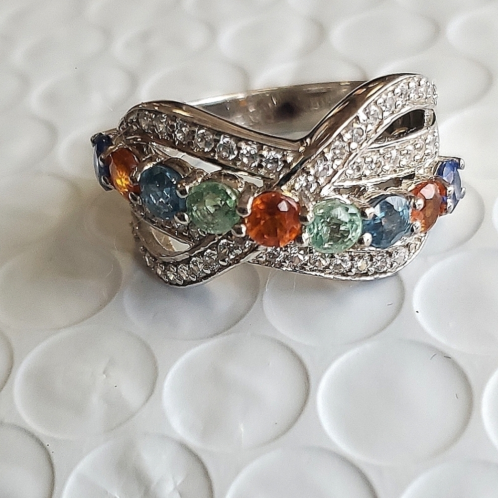 Kyanite and Zircon Infinity Crossover Ring Size 7 - Picture 6 of 6